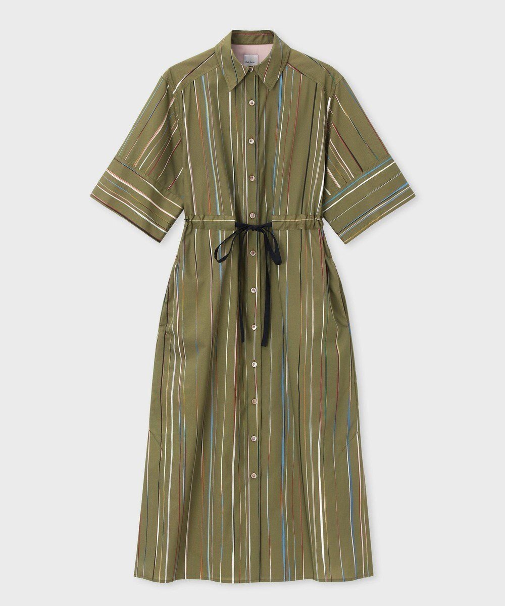 【ポール スミス/Paul Smith】の【洗える】Signature Pinstripe シャツワンピース インテリア・キッズ・メンズ・レディースファッション・服の通販 founy(ファニー) 　ファッション　Fashion　レディースファッション　Ladies' Fashion Online　ワンピース　Dress　シャツワンピース　Shirt Dresses　おすすめ　Recommend　プリント　Print　ワイド　Wide　ワーク　Work　エレガント 上品　Elegant　半袖　Short Sleeve　夏　Summer　S/S・春夏　Ss・Spring/Summer　洗える　Washable　A/W・秋冬　Aw・Autumn/Winter・Fw・Fall-Winter　オリーブ|ID: prp329100004576714 ipo3291000000032413351