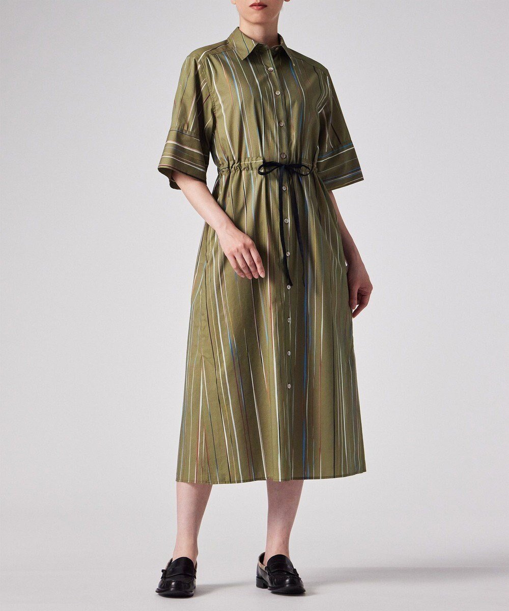 【ポール スミス/Paul Smith】の【洗える】Signature Pinstripe シャツワンピース インテリア・キッズ・メンズ・レディースファッション・服の通販 founy(ファニー) 　ファッション　Fashion　レディースファッション　Fashion for Women　ワンピース　Dresses　シャツワンピース / 1枚で着映えコーデ　Shirt Dresses　おすすめ　Recommended / Our Picks　プリント　Print, Printed Pattern　ワイド　Wide, Wide Fit　ワーク　Workwear, Utility Style　エレガント 上品　Elegant　半袖　Short Sleeve, Half Sleeve　夏　Summer　S/S・春夏　SS, Spring/Summer, Warm Season　洗える　Machine Washable　A/W・秋冬　Autumn/Winter　オリーブ|ID: prp329100004576714 ipo3291000000033372856
