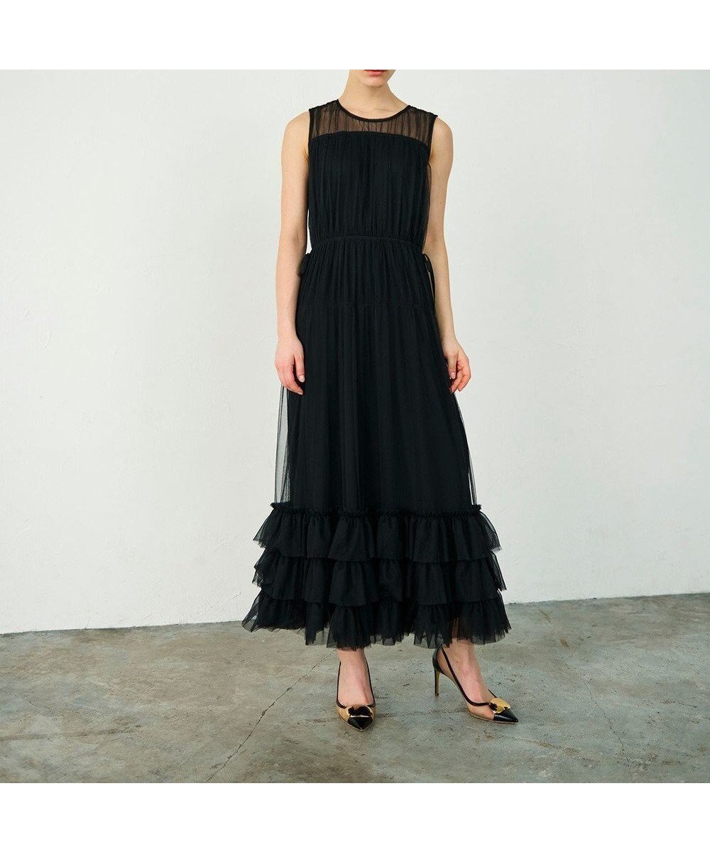 【グレース コンチネンタル/GRACE CONTINENTAL】のチュールティアードワンピース インテリア・キッズ・メンズ・レディースファッション・服の通販 founy(ファニー) ファッション Fashion レディースファッション Fashion for Women ワンピース Dresses ギャザー Gathered, Ruffled チュール Tulip, Tulip Motif ティアード Tiered, Tiered Style フェミニン Feminine, Girly 夏 Summer 春 Spring S/S・春夏 SS, Spring/Summer, Warm Season ブラック|ID: prp329100004576760 ipo3291000000034876221