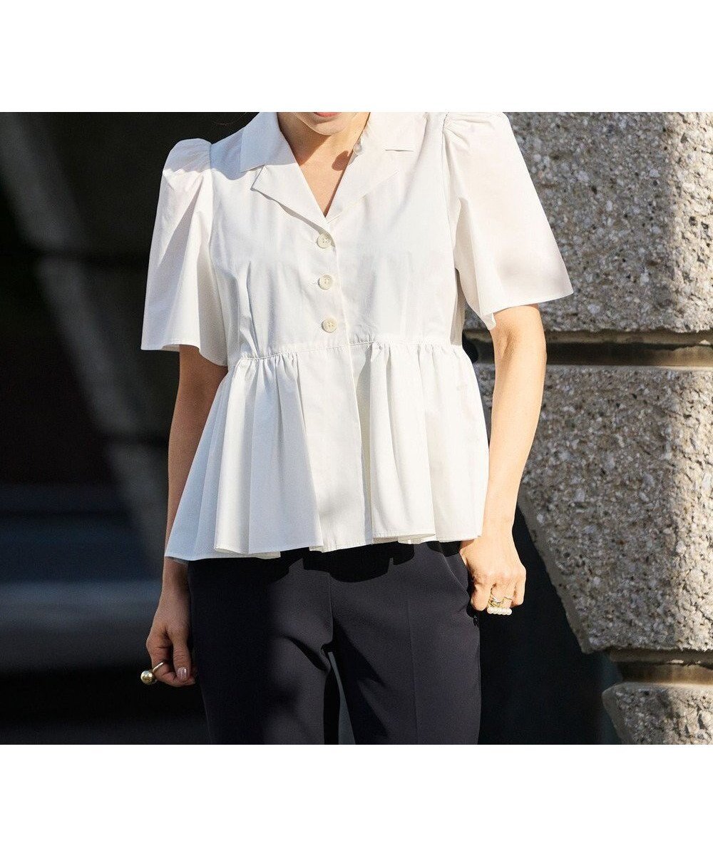 【ハッシュニュアンス/#Newans】の【セレモニーにも】オープンカラーペプラムブラウス 人気、トレンドファッション・服の通販 founy(ファニー) 　ファッション　Fashion　レディースファッション　Fashion for Women　トップス・カットソー　Cut & Sew Tops　シャツ・ブラウス・オフィスカジュアル　Elegant Blouses & Button-Ups　ギャザー　Gathered, Ruffled　クラシカル　Classical, Vintage-Inspired　クラシック　Classic, Timeless Style　スリーブ　Sleeve, Long Sleeve / Short Sleeve　セレモニー　Ceremony　ペプラム　Peplum, Flared Hem　夏　Summer　春　Spring　S/S・春夏　SS, Spring/Summer, Warm Season　洗える　Machine Washable　 other-1|ID: prp329100004576770 ipo3291000000033542236
