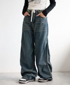 【ウィゴー/WEGO】のドロストコードフレアデニム デニム中濃色|ID: prp329100004576822 ipo3291000000034310115