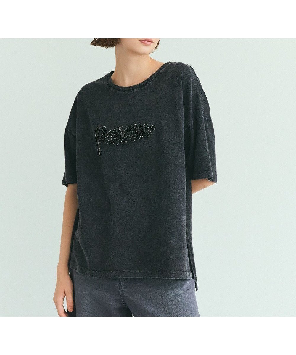 【グレース コンチネンタル/GRACE CONTINENTAL】のピグメントTシャツ インテリア・キッズ・メンズ・レディースファッション・服の通販 founy(ファニー) 　ファッション　Fashion　レディースファッション　Fashion for Women　トップス・カットソー　Cut & Sew Tops　シャツ・ブラウス・オフィスカジュアル　Elegant Blouses & Button-Ups　ロングTシャツ・Tシャツ　Longline T-Shirts & Tees　カットソー・ベーシックTシャツ　Cut-and-Sewn Tops / Stretch Tees & Basics　カットソー　Cut and Sewn Top　ショルダー　Shoulder, Shoulder Strap　ドロップ　Drop Shoulder, Dropped Style　ビジュー　Bijou, Jewel-like Accent　ブリーチ　Bleach, Washed Finish　リラックス　Relax, Relaxed Fit　ヴィンテージ　Vintage Style　夏　Summer　春　Spring　S/S・春夏　SS, Spring/Summer, Warm Season　ブラック|ID: prp329100004576933 ipo3291000000032722873