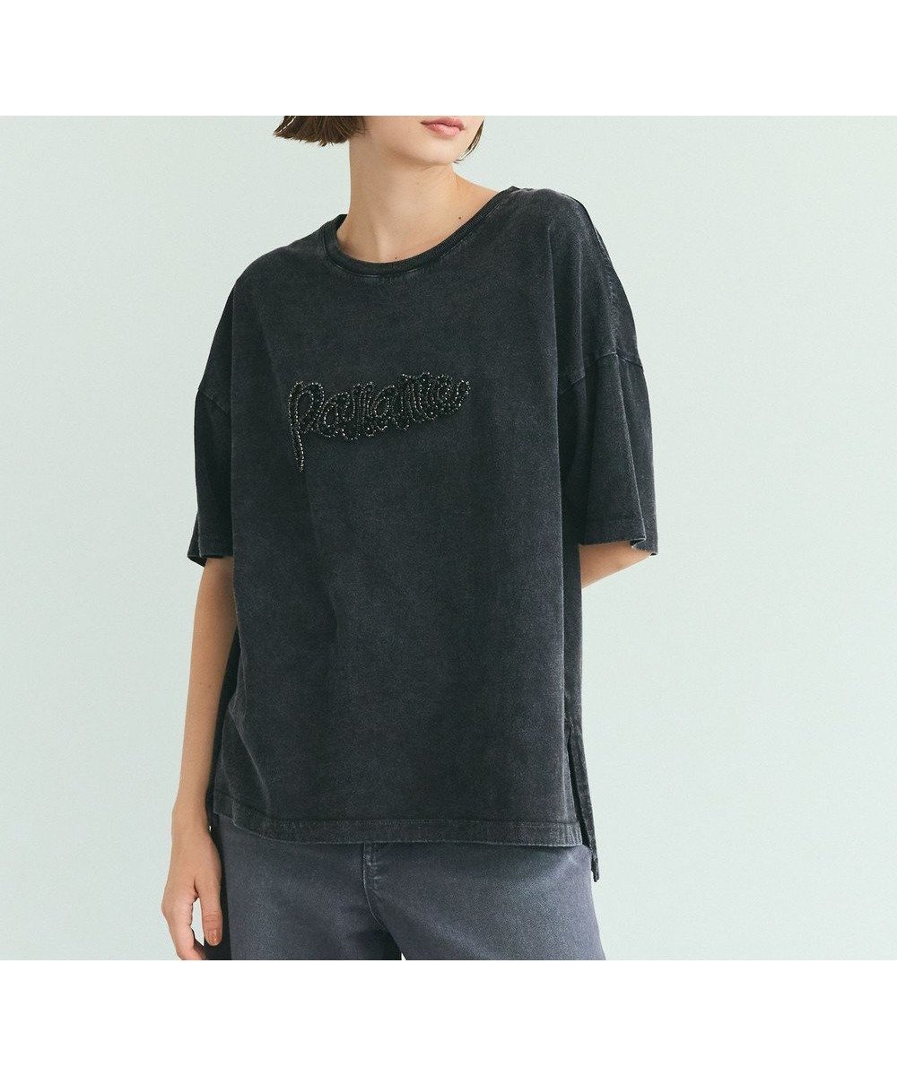 【グレース コンチネンタル/GRACE CONTINENTAL】のピグメントTシャツ インテリア・キッズ・メンズ・レディースファッション・服の通販 founy(ファニー) 　ファッション　Fashion　レディースファッション　Fashion for Women　トップス・カットソー　Cut & Sew Tops　シャツ・ブラウス・オフィスカジュアル　Elegant Blouses & Button-Ups　ロングTシャツ・Tシャツ　Longline T-Shirts & Tees　カットソー・ベーシックTシャツ　Cut-and-Sewn Tops / Stretch Tees & Basics　カットソー　Cut and Sewn Top　ショルダー　Shoulder, Shoulder Strap　ドロップ　Drop Shoulder, Dropped Style　ビジュー　Bijou, Jewel-like Accent　ブリーチ　Bleach, Washed Finish　リラックス　Relax, Relaxed Fit　ヴィンテージ　Vintage Style　夏　Summer　春　Spring　S/S・春夏　SS, Spring/Summer, Warm Season　ブラック|ID: prp329100004576933 ipo3291000000033657458