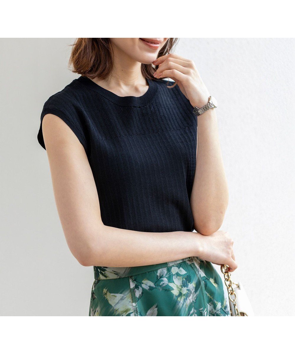 【エニィ スィス/any SiS】の【洗える】レーシ-ディテールフレンチ ニット 人気、トレンドファッション・服の通販 founy(ファニー) 　ファッション　Fashion　レディースファッション　Fashion for Women　トップス・カットソー　Cut & Sew Tops　ニット　Knit Tops & Sweaters　おすすめ　Recommended / Our Picks　カーディガン　Cardigan, Knitwear　ストレッチ　Stretch, Stretchy Fabric　スリーブ　Sleeve, Long Sleeve / Short Sleeve　セーター　Sweater, Knitwear　フィット　Fit, Slim Fit　フェミニン　Feminine, Girly　フレンチ　French, French Style　夏　Summer　新作・新入荷　New Arrivals / New In　春　Spring　S/S・春夏　SS, Spring/Summer, Warm Season　洗える　Machine Washable　透かし　Cut-Out, Lacework　 other-1|ID: prp329100004576935 ipo3291000000032416039