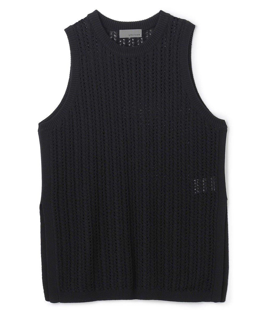 【アンクレイヴ/uncrave】のシースルーケーブルニット ノースリーブトップス インテリア・キッズ・メンズ・レディースファッション・服の通販 founy(ファニー) 　ファッション　Fashion　レディースファッション　WOMEN　トップス・カットソー　Tops/Tshirt　ニット　Knit Tops　キャミソール / ノースリーブ　No Sleeves　インナー　Inner　春　Spring　セットアップ　Set Up　セーター　Sweater　タンク　Tank　ノースリーブ　No Sleeve　メッシュ　Mesh　S/S・春夏　Ss・Spring/Summer　NEW・新作・新着・新入荷　New Arrivals　おすすめ　Recommend　夏　Summer　ブラック|ID: prp329100004576945 ipo3291000000032416115
