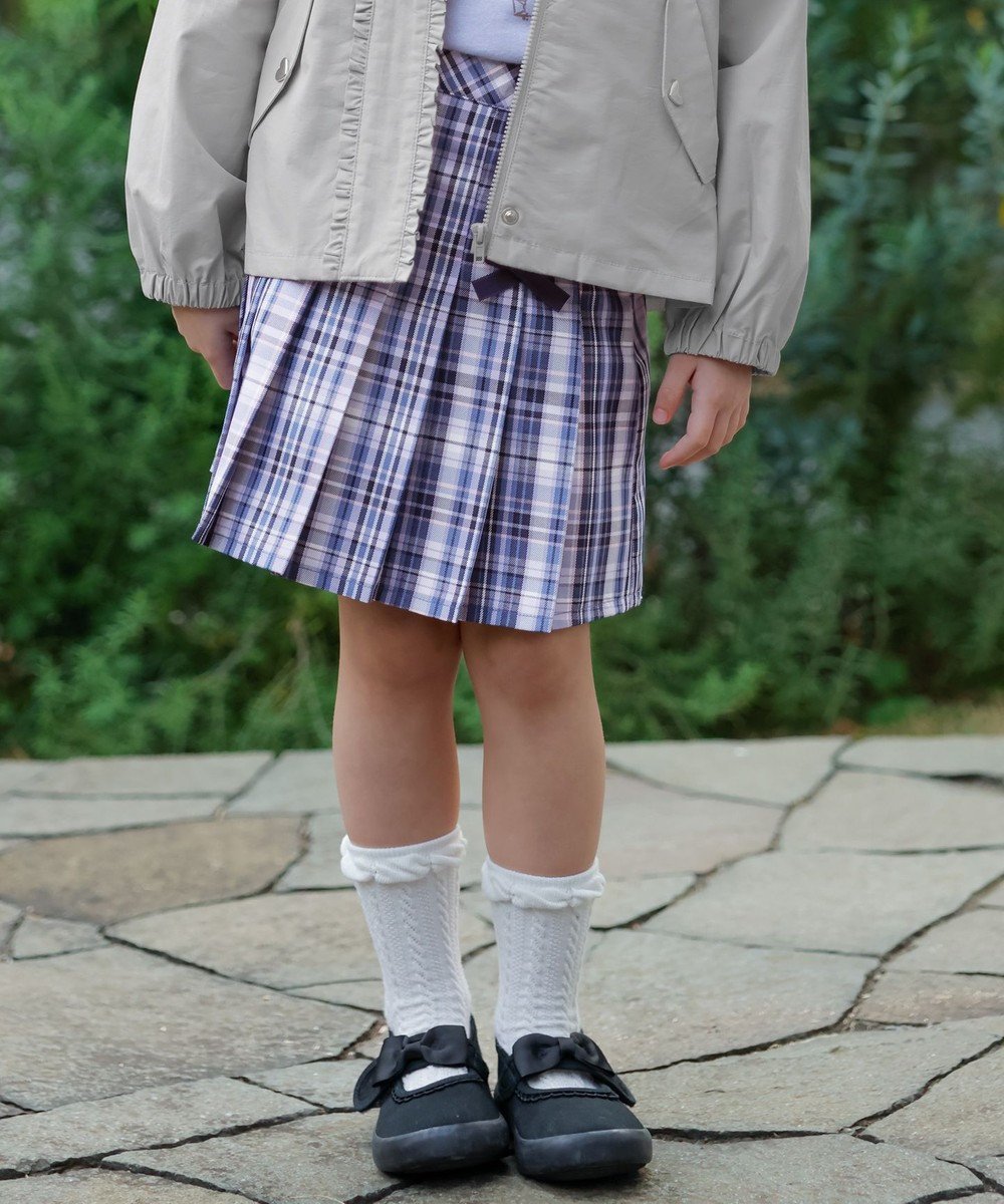 【エニファム/any FAM / KIDS】のチェック柄 ガーリー スカパン インテリア・キッズ・メンズ・レディースファッション・服の通販 founy(ファニー) 　ファッション　Fashion　キッズファッション　Fashion for Kids　ボトムス　Bottoms　ガーリー　Girly, Feminine Style　チェック　Check, Plaid, Tartan　プリーツ　Pleats, Pleated　ポケット　Pocket, Pocket Detail　リボン　Ribbon, Bow　夏　Summer　春　Spring　S/S・春夏　SS, Spring/Summer, Warm Season　ブルー系|ID: prp329100004577813 ipo3291000000032633407