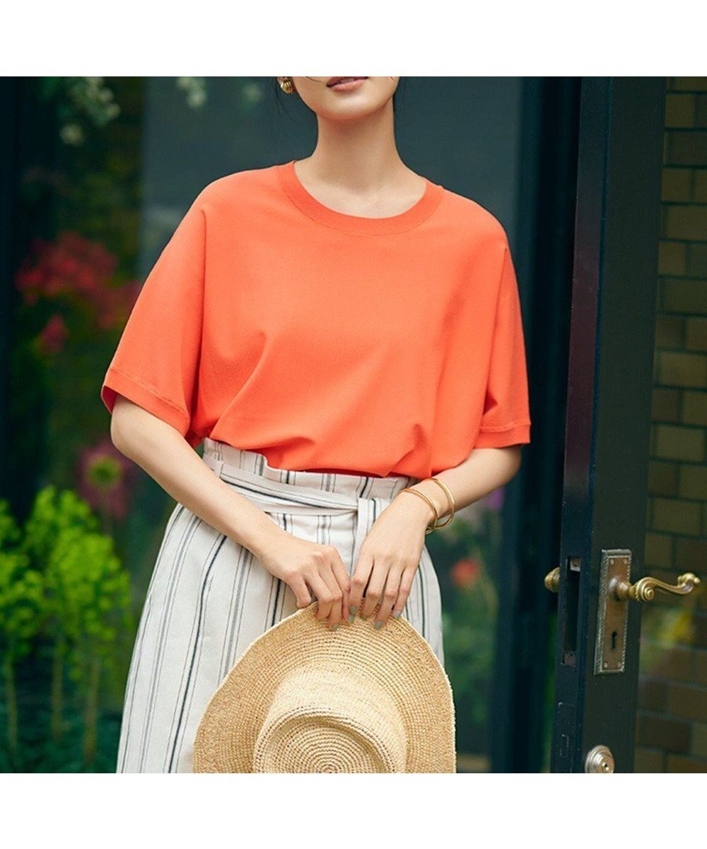 【23区/NIJYUSANKU】の【洗える】レーヨンポリエステルストレッチ ドルマン ニット 人気、トレンドファッション・服の通販 founy(ファニー) 　ファッション　Fashion　レディースファッション　Fashion for Women　トップス・カットソー　Cut & Sew Tops　ニット　Knit Tops & Sweaters　オレンジ　Orange　春　Spring　洗える　Machine Washable　カーディガン　Cardigan, Knitwear　ストレッチ　Stretch, Stretchy Fabric　セーター　Sweater, Knitwear　人気　Popular, Best Seller　フレア　Flare, Flared　ベーシック　Basic, Essential　半袖　Short Sleeve, Half Sleeve　リラックス　Relax, Relaxed Fit　S/S・春夏　SS, Spring/Summer, Warm Season　再入荷　Restock / Back in Stock　夏　Summer　2023春夏・S/S　Spring/Summer 2023 SS23　2023年　2023　 other-1|ID: prp329100004577877 ipo3291000000032676231
