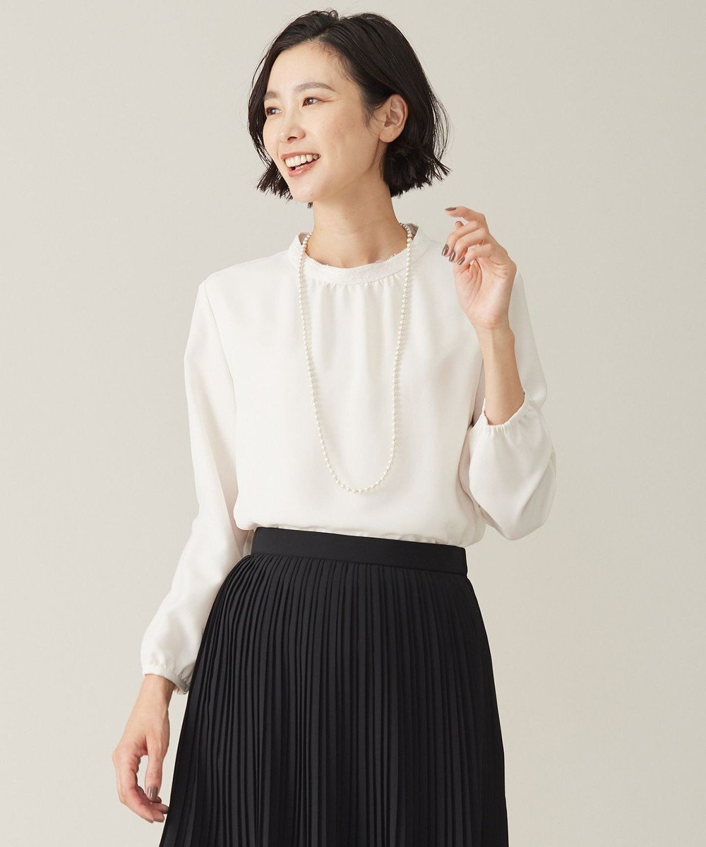 【ジェイ プレス/J.PRESS】のプルエラ フリルネック カットソー インテリア・キッズ・メンズ・レディースファッション・服の通販 founy(ファニー) 　ファッション　Fashion　レディースファッション　Fashion for Women　トップス・カットソー　Cut & Sew Tops　シャツ・ブラウス・オフィスカジュアル　Elegant Blouses & Button-Ups　ロングTシャツ・Tシャツ　Longline T-Shirts & Tees　カットソー・ベーシックTシャツ　Cut-and-Sewn Tops / Stretch Tees & Basics　アクセサリー　Fashion Accessories　インナー　Innerwear　エレガント 上品　Elegant　カットソー　Cut and Sewn Top　シルク　Silk, 100% Silk　シンプル　Simple, Minimal　ジャケット　Jacket, Outerwear　ストレッチ　Stretch, Stretchy Fabric　ツイル　Twist, Twisted Detail　フリル　Frill, Ruffle　羽織　Haori, Light Jacket　レース　Lace, Lace Fabric　ロング　Long, Long-Length　楽ちん　Easy Fit, Comfortable　A/W・秋冬　Autumn/Winter　おすすめ　Recommended / Our Picks　セレモニー　Ceremony　アイボリー系|ID: prp329100004577907 ipo3291000000033630626