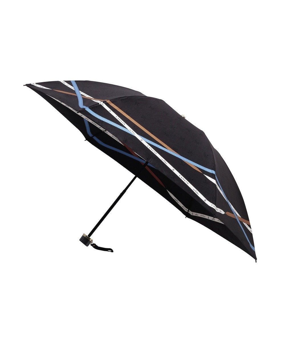 【ムーンバット/MOONBAT】のランバン オン ブルー (LANVIN en Blue) 折りたたみ傘 サテンプリント ロゴアーチ インテリア・キッズ・メンズ・レディースファッション・服の通販 founy(ファニー) 　ファッション　Fashion　レディースファッション　Ladies' Fashion Online　傘 / レイングッズ　Umbrellas/Rainwear　コンパクト　Compact　傘　Umbrella　サテン　Satin　プリント　Print　日傘　Parasol　ミックス　Mix　リボン　Ribbon　ブラック|ID: prp329100004577951 ipo3291000000032426965