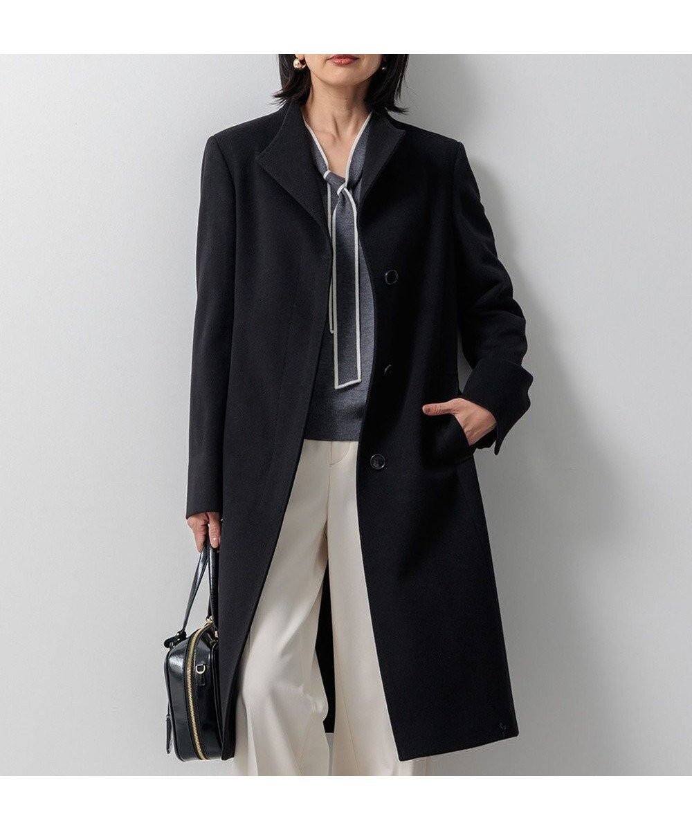 【23区/NIJYUSANKU】のウールカシミヤビーバー スタンドカラー コート インテリア・キッズ・メンズ・レディースファッション・服の通販 founy(ファニー) 　ファッション　Fashion　レディースファッション　WOMEN　アウター　Coat Outerwear　コート　Coats　ジャケット　Jackets　カシミヤ　Cashmere　ジャケット　Jacket　スタンド　Stand　チェスター　Chester　なめらか　Smooth　A/W・秋冬　Aw・Autumn/Winter・Fw・Fall-Winter　冬　Winter　再入荷　Restock/Back In Stock/Re Arrival　2024年　2024　エレガント 上品　Elegant　2024-2025秋冬・A/W　Aw/Autumn/Winter/Fw/Fall/2024-2025　ブラック系|ID: prp329100004577966 ipo3291000000032427127