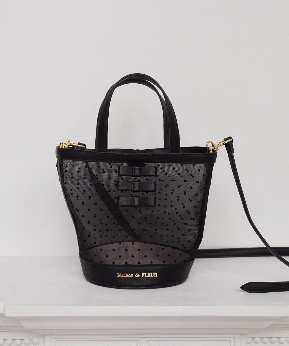 【メゾンドフルール/Maison de FLEUR】のメッシュチュールバッグ 人気、トレンドファッション・服の通販 founy(ファニー) 　ファッション　Fashion　レディースファッション　Fashion for Women　バッグ　Bags　おすすめ　Recommended / Our Picks　サンダル　Sandals, Summer Shoes　ショルダー　Shoulder, Shoulder Strap　チュール　Tulip, Tulip Motif　ラップ　Wrap, Wrap Design　リボン　Ribbon, Bow　エレガント 上品　Elegant　 other-1|ID: prp329100004578052 ipo3291000000034271706