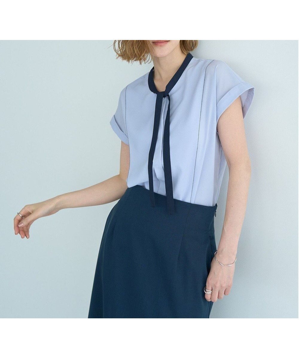 【イェッカ ヴェッカ/YECCA VECCA】のナロータイブラウス インテリア・キッズ・メンズ・レディースファッション・服の通販 founy(ファニー) 　ファッション　Fashion　レディースファッション　Ladies' Fashion Online　トップス・カットソー　Tops/Tshirt　シャツ/ブラウス　Shirts/Blouses　ジョーゼット　Georgette　スリーブ　Sleeve　フレンチ　French　ポケット　Pocket　夏　Summer　春　Spring　S/S・春夏　Ss・Spring/Summer　Lavender|ID: prp329100004578065 ipo3291000000032427732