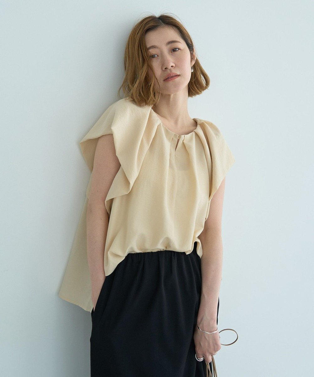 【イェッカ ヴェッカ/YECCA VECCA】のフレアブラウス インテリア・キッズ・メンズ・レディースファッション・服の通販 founy(ファニー) 　ファッション　Fashion　レディースファッション　Fashion for Women　トップス・カットソー　Cut & Sew Tops　シャツ・ブラウス・オフィスカジュアル　Elegant Blouses & Button-Ups　おすすめ　Recommended / Our Picks　スリーブ　Sleeve, Long Sleeve / Short Sleeve　フレア　Flare, Flared　フロント　Front, Front Design　ポケット　Pocket, Pocket Detail　エレガント 上品　Elegant　夏　Summer　春　Spring　S/S・春夏　SS, Spring/Summer, Warm Season　Yellow|ID: prp329100004578071 ipo3291000000032427796