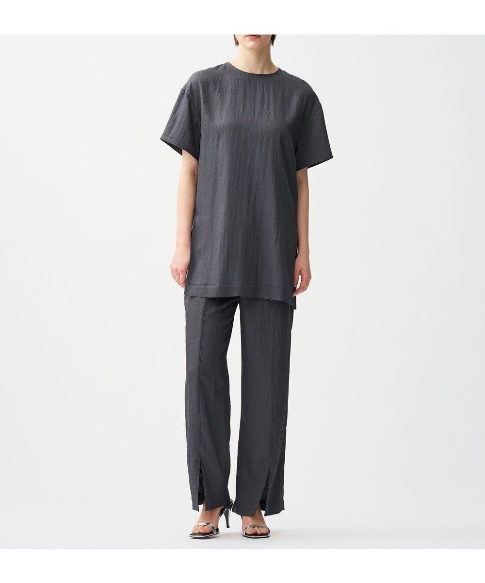 【アンクレイヴ/uncrave】のドレープツイル スリットパンツ インテリア・キッズ・メンズ・レディースファッション・服の通販 founy(ファニー) 　ファッション　Fashion　レディースファッション　Fashion for Women　パンツ　Pants & Trousers　春　Spring　サンダル　Sandals, Summer Shoes　シューズ　Shoes, Footwear　ストレート　Straight, Straight Cut　スリット　Slit, Slit Detail　センター　Center, Center Line　バランス　Balance, Style Balance　フラット　Flat, Flat Shoes　S/S・春夏　SS, Spring/Summer, Warm Season　夏　Summer　エレガント 上品　Elegant　ブルーグレー|ID: prp329100004578080 ipo3291000000032722474