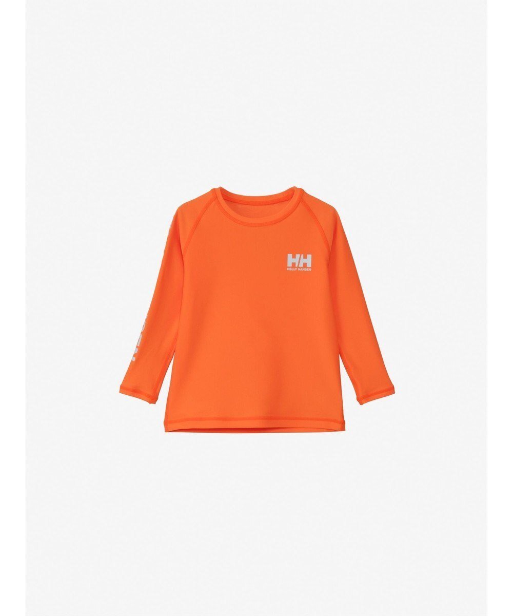 【ヘリーハンセン/HELLY HANSEN / KIDS】の【キッズ・吸湿速乾・UVカット・耐海水・耐塩素・記名ラベル付】ロングスリーブフラッシュカラーラッシュガード インテリア・キッズ・メンズ・レディースファッション・服の通販 founy(ファニー) 　ファッション　Fashion　キッズファッション　Fashion for Kids　イエロー　Yellow　オレンジ　Orange　夏　Summer　春　Spring　S/S・春夏　SS, Spring/Summer, Warm Season　水着　Swimsuit, Swimwear　フラッシュオレンジ|ID: prp329100004579187 ipo3291000000034664387