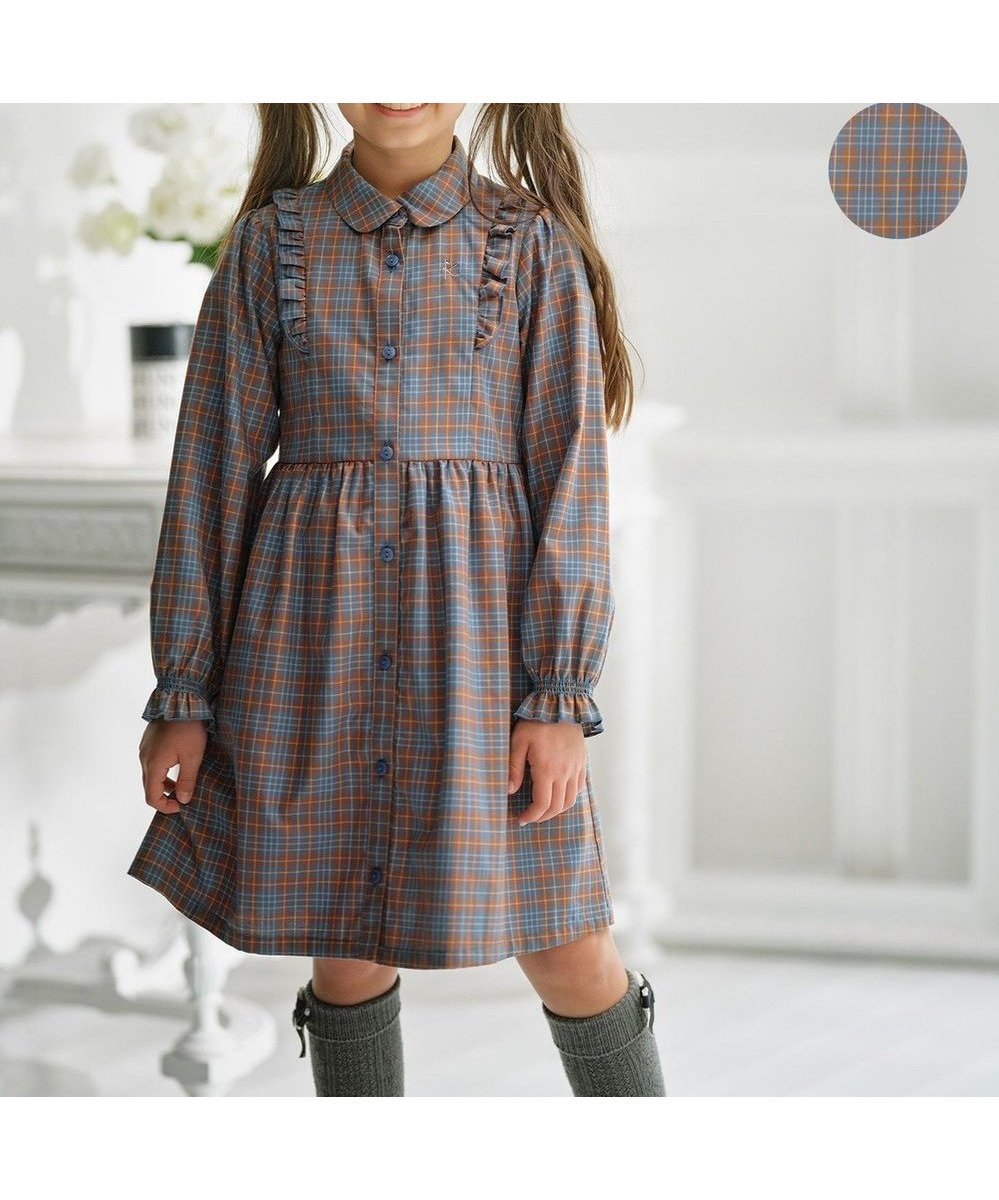 【組曲 / KIDS/KUMIKYOKU】の【110-140㎝】リセチェックシャツ ワンピース 人気、トレンドファッション・服の通販 founy(ファニー) 　ファッション　Fashion　キッズファッション　Fashion for Kids　ワンピース　Dresses　チェック　Check, Plaid, Tartan　フリル　Frill, Ruffle　エレガント 上品　Elegant　秋　Autumn　A/W・秋冬　Autumn/Winter　羽織　Haori, Light Jacket　 other-1|ID: prp329100004579218 ipo3291000000033616464