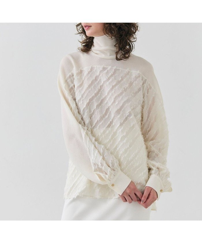 【ベイジ,/BEIGE,】の【洗える】BANKSIA / ニットコンビカットジャカードブラウス インテリア・キッズ・メンズ・レディースファッション・服の通販 founy(ファニー) https://founy.com/ ファッション Fashion レディースファッション Fashion for Women トップス・カットソー Cut & Sew Tops ニット Knit Tops & Sweaters シャツ・ブラウス・オフィスカジュアル Elegant Blouses & Button-Ups エレガント 上品 Elegant 春 Spring 洗える Machine Washable カットジャガード Cut Jacquard ジャカード／ジャガード Jacquard, Woven Pattern ストライプ Stripe, Striped Pattern ストレッチ Stretch, Stretchy Fabric スリット Slit, Slit Detail タイトスカート Pencil Skirt, Tight Skirt ロング Long, Long-Length S/S・春夏 SS, Spring/Summer, Warm Season 再入荷 Restock / Back in Stock 夏 Summer ビジネス 仕事 通勤 Business / Work / Commuting |ID: prp329100004579258 ipo3291000000032770901