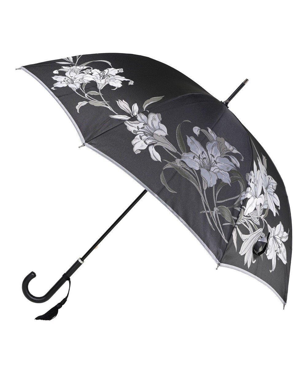 【槇田商店/Makita shoten】の絵おり 百合(ゆり) 長傘 ブラック インテリア・キッズ・メンズ・レディースファッション・服の通販 founy(ファニー) 　ファッション　Fashion　レディースファッション　Fashion for Women　レイングッズ・傘・晴雨兼用傘　Umbrellas & Rain Gear　キャンバス　Canvas, Canvas Fabric　傘　Umbrella, Parasol　スポーツ　Sports, Activewear　日傘　Parasol, UV Umbrella　エレガント 上品　Elegant　黒|ID: prp329100004579273 ipo3291000000034249907
