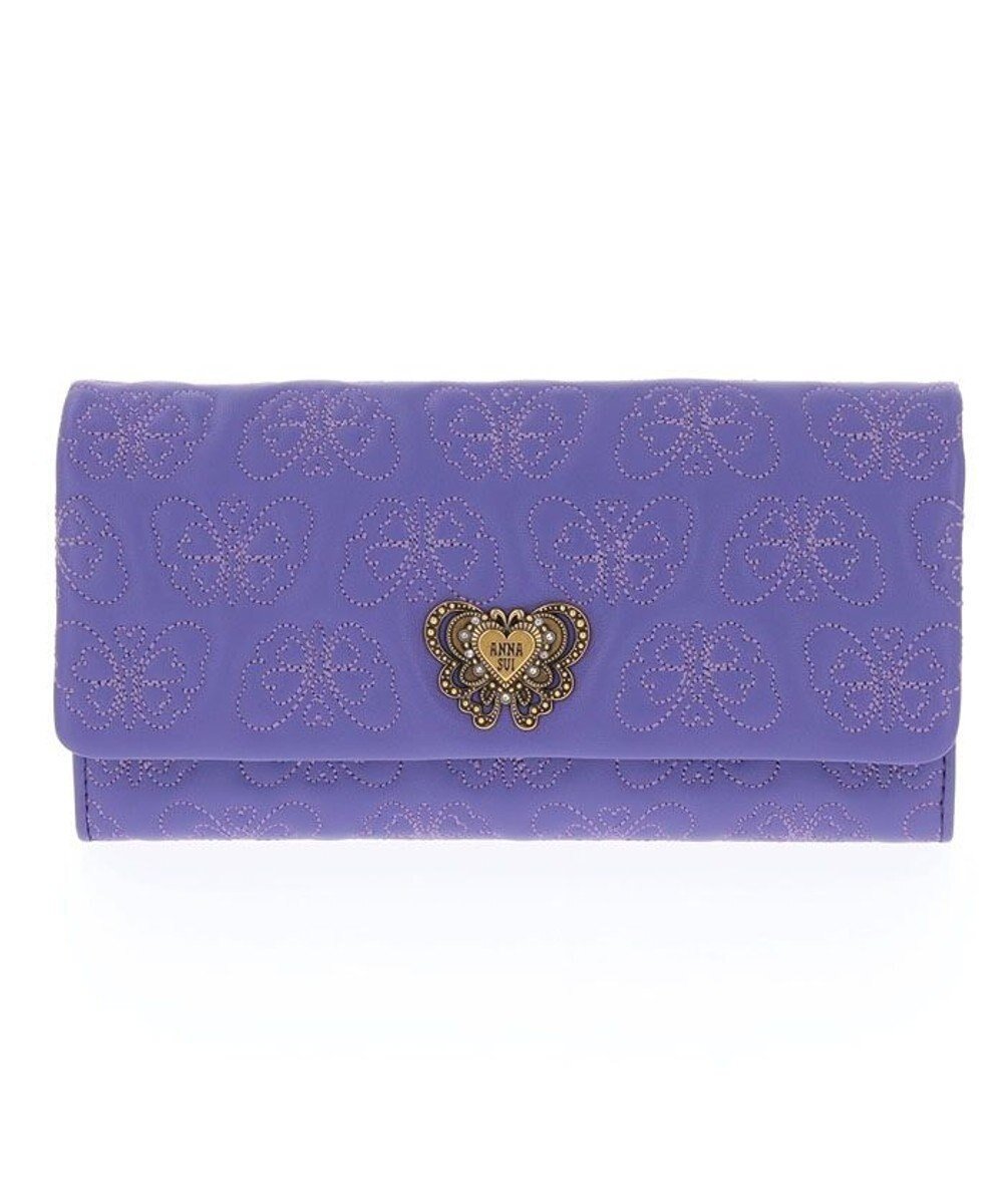 【アナスイ/ANNA SUI】のチェイス 被せ長財布 インテリア・キッズ・メンズ・レディースファッション・服の通販 founy(ファニー) 　ファッション　Fashion　レディースファッション　Fashion for Women　ミニ財布・二つ折り財布　Wallets & Card Cases　バタフライ　Butterfly, Butterfly Motif　ブローチ　Brooch, Pin Brooch　財布　Wallet, Purse　軽量　Lightweight, Ultra Light　パープル|ID: prp329100004579274 ipo3291000000032708553