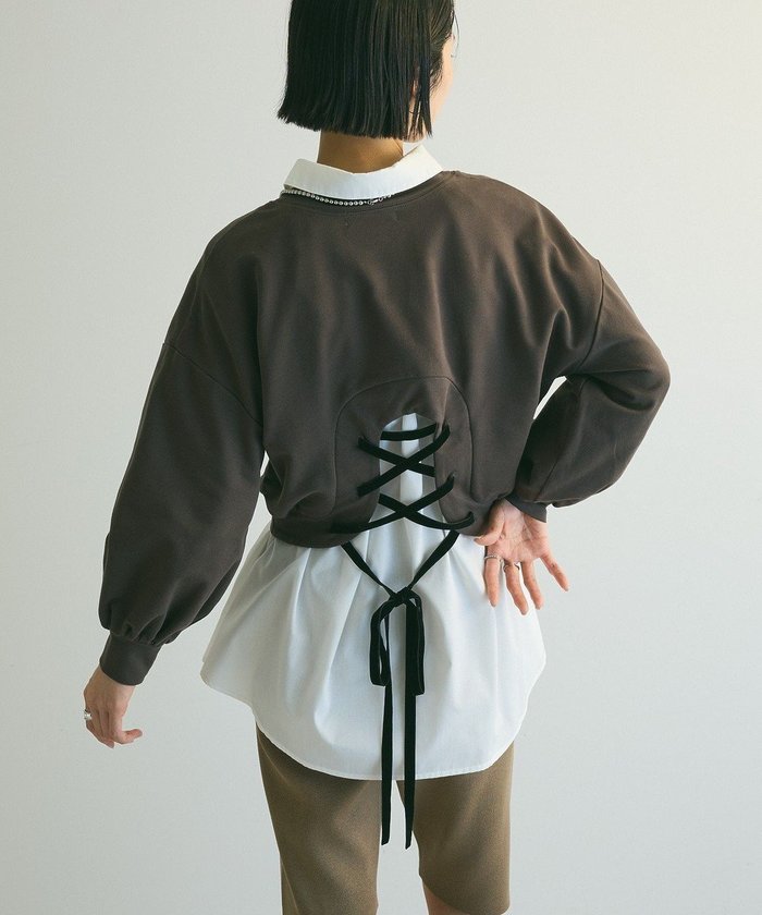 【グリーンパークス/Green Parks】のa.バックレースアップスウェット インテリア・キッズ・メンズ・レディースファッション・服の通販 founy(ファニー) https://founy.com/ ファッション Fashion レディースファッション Fashion for Women トップス・カットソー Cut & Sew Tops レディースパーカー・カジュアルフーディー Casual Hoodies & Sweatshirts スウェット・クルーネックトップス Sweatshirts & Crewnecks / Relaxed Fit Sweat Tops おすすめ Recommended / Our Picks コンパクト Compact, Small Size シンプル Simple, Minimal スウェット / スエット Sweatshirt, Sweatwear トレンド Trend, Trending Now フォルム Silhouette, Form フロント Front, Front Design ポケット Pocket, Pocket Detail レース Lace, Lace Fabric ワイド Wide, Wide Fit 今季 This Season, Current Season A/W・秋冬 Autumn/Winter |ID: prp329100004579457 ipo3291000000032734454