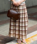 【23区/NIJYUSANKU】の【WEB 一部店舗限定/洗える】手書き風チェックプリント ギャザー スカート ブラウンチェック|ID: prp329100004579462 ipo3291000000034309993