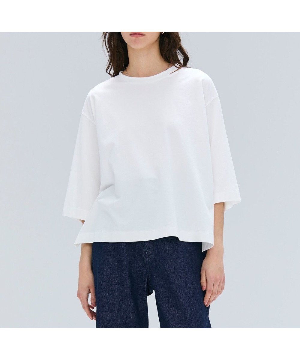 【ベイジ,/BEIGE,】の【洗える】S.BABILA / スリットネックオーバーサイズTシャツ インテリア・キッズ・メンズ・レディースファッション・服の通販 founy(ファニー) 　ファッション　Fashion　レディースファッション　Fashion for Women　トップス・カットソー　Cut & Sew Tops　シャツ・ブラウス・オフィスカジュアル　Elegant Blouses & Button-Ups　ロングTシャツ・Tシャツ　Longline T-Shirts & Tees　カットソー・ベーシックTシャツ　Cut-and-Sewn Tops / Stretch Tees & Basics　春　Spring　洗える　Machine Washable　カットオフ　Cut-Off Design　カットソー　Cut and Sewn Top　シルク　Silk, 100% Silk　スリット　Slit, Slit Detail　デコルテ　Décolleté, Neckline　デニム　Denim, Jeans Material　リラックス　Relax, Relaxed Fit　ワイド　Wide, Wide Fit　S/S・春夏　SS, Spring/Summer, Warm Season　おすすめ　Recommended / Our Picks　夏　Summer　Ecru|ID: prp329100004579493 ipo3291000000032442324