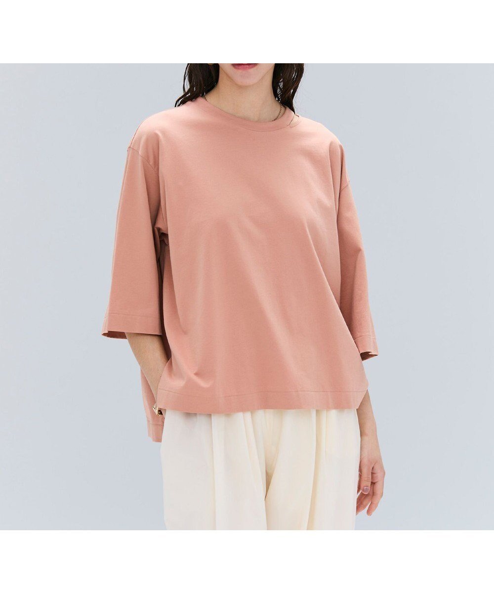 【ベイジ,/BEIGE,】の【洗える】S.BABILA / スリットネックオーバーサイズTシャツ インテリア・キッズ・メンズ・レディースファッション・服の通販 founy(ファニー) 　ファッション　Fashion　レディースファッション　Fashion for Women　トップス・カットソー　Cut & Sew Tops　シャツ・ブラウス・オフィスカジュアル　Elegant Blouses & Button-Ups　ロングTシャツ・Tシャツ　Longline T-Shirts & Tees　カットソー・ベーシックTシャツ　Cut-and-Sewn Tops / Stretch Tees & Basics　春　Spring　洗える　Machine Washable　カットオフ　Cut-Off Design　カットソー　Cut and Sewn Top　シルク　Silk, 100% Silk　スリット　Slit, Slit Detail　デコルテ　Décolleté, Neckline　デニム　Denim, Jeans Material　リラックス　Relax, Relaxed Fit　ワイド　Wide, Wide Fit　S/S・春夏　SS, Spring/Summer, Warm Season　おすすめ　Recommended / Our Picks　夏　Summer　Sunset|ID: prp329100004579493 ipo3291000000032442325