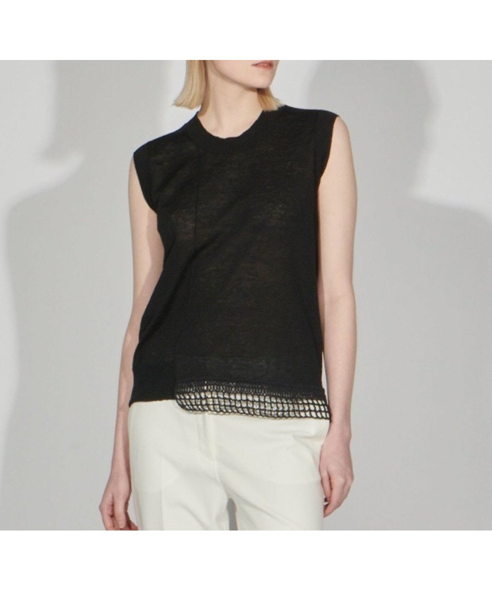 【ジョゼフ/JOSEPH】のバイカラーリネン スリーブレスニット 人気、トレンドファッション・服の通販 founy(ファニー) 　ファッション　Fashion　レディースファッション　Fashion for Women　トップス・カットソー　Cut & Sew Tops　ニット　Knit Tops & Sweaters　シアー　Sheer, See-Through　シンプル　Simple, Minimal　セーター　Sweater, Knitwear　ドッキング　Docking, Mixed Material　フェミニン　Feminine, Girly　リネン　Linen, Linen Fabric　夏　Summer　春　Spring　S/S・春夏　SS, Spring/Summer, Warm Season　 other-1|ID: prp329100004579518 ipo3291000000032645306