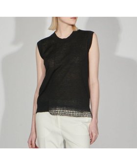 【ジョゼフ/JOSEPH】のバイカラーリネン スリーブレスニット 人気、トレンドファッション・服の通販 founy(ファニー) ファッション Fashion レディースファッション Fashion for Women トップス・カットソー Cut & Sew Tops ニット Knit Tops & Sweaters シアー Sheer, See-Through シンプル Simple, Minimal セーター Sweater, Knitwear ドッキング Docking, Mixed Material フェミニン Feminine, Girly リネン Linen, Linen Fabric 夏 Summer 春 Spring S/S・春夏 SS, Spring/Summer, Warm Season |ID:prp329100004579518