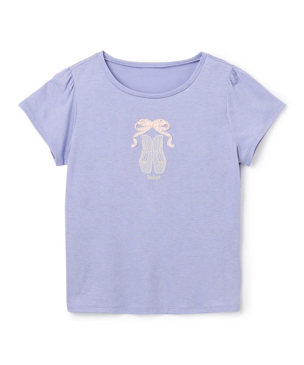 【チャコット/Chacott】のTシャツ インテリア・キッズ・メンズ・レディースファッション・服の通販 founy(ファニー) 　ファッション　Fashion　レディースファッション　Fashion for Women　トップス・カットソー　Cut & Sew Tops　シャツ・ブラウス・オフィスカジュアル　Elegant Blouses & Button-Ups　ロングTシャツ・Tシャツ　Longline T-Shirts & Tees　ギャザー　Gathered, Ruffled　モチーフ　Motif, Design Theme　リボン　Ribbon, Bow　ヒヤシンス|ID: prp329100004579713 ipo3291000000033488485