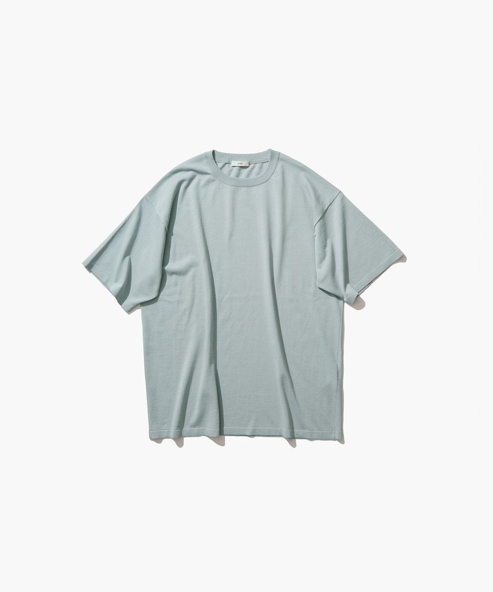 【エイトン/ATON】のFRESCA KNIT|ハーフスリーブセーター - UNISEX インテリア・キッズ・メンズ・レディースファッション・服の通販 founy(ファニー) 　ファッション　Fashion　レディースファッション　Ladies' Fashion Online　トップス・カットソー　Tops/Tshirt　ニット　Knit Tops　シャツ/ブラウス　Shirts/Blouses　ポロシャツ　Polo Shirts　ユニセックス　Unisex　インド　India　セーター　Sweater　ドレープ　Drape　ボックス　Box　ポロシャツ　Polo Shirt　リラックス　Relax　半袖　Short Sleeve　吸水　Water Absorption　夏　Summer　春　Spring　S/S・春夏　Ss・Spring/Summer　SAX|ID: prp329100004580371 ipo3291000000032536831