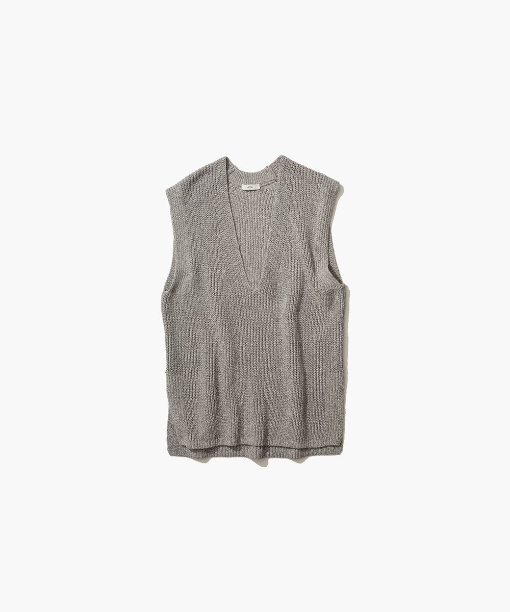 【エイトン/ATON】のSILK WASHI LILIYARN Vネックベスト インテリア・キッズ・メンズ・レディースファッション・服の通販 founy(ファニー) 　ファッション　Fashion　レディースファッション　Ladies' Fashion Online　アウター　Coat Outerwear　トップス・カットソー　Tops/Tshirt　ニット　Knit Tops　ベスト/ジレ　Gilets/Vests　Vネック　V-Neck　春　Spring　吸水　Water Absorption　シルク　Silk　セーター　Sweater　タンク　Tank　手編み　Hand Knitting　ベスト　Vest　リネン　Linen　S/S・春夏　Ss・Spring/Summer　おすすめ　Recommend　夏　Summer　LIGHT GRAY|ID: prp329100004580394 ipo3291000000032452817