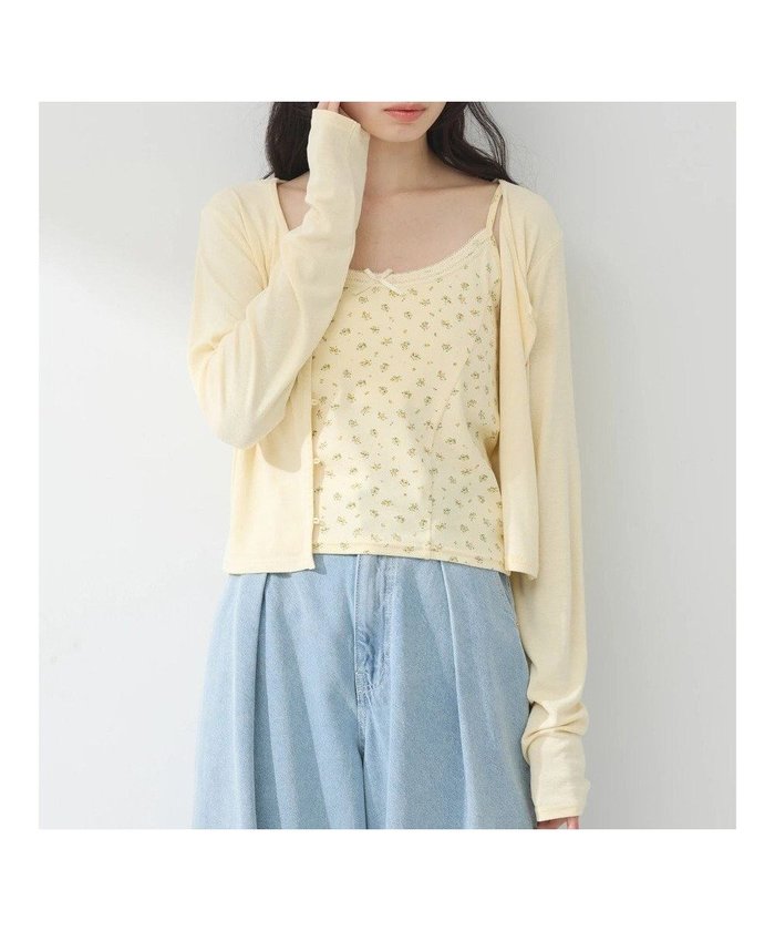 【アースミュージックアンドエコロジー/earth music&ecology】のSET2点カーディガン+フラワーキャミ インテリア・キッズ・メンズ・レディースファッション・服の通販 founy(ファニー) https://founy.com/ ファッション Fashion レディースファッション Fashion for Women トップス・カットソー Cut & Sew Tops カーディガン・羽織り Layered Style Cardigans キャミソール&ノースリーブ Camisoles & Sleeveless Tops おすすめ Recommended / Our Picks カーディガン Cardigan, Knitwear キャミソール Camisole, Spaghetti Strap Top フロント Front, Front Design ポケット Pocket, Pocket Detail リボン Ribbon, Bow ワンポイント One Point, Statement Accent 夏 Summer 春 Spring S/S・春夏 SS, Spring/Summer, Warm Season |ID: prp329100004580444 ipo3291000000034249675