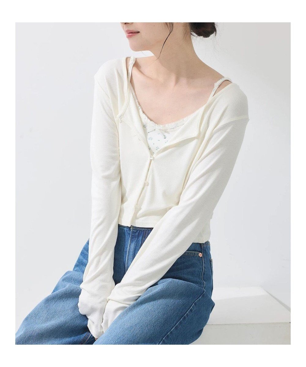 【アースミュージックアンドエコロジー/earth music&ecology】のSET2点カーディガン+フラワーキャミ インテリア・キッズ・メンズ・レディースファッション・服の通販 founy(ファニー) ファッション Fashion レディースファッション Fashion for Women トップス・カットソー Cut & Sew Tops カーディガン・羽織り Layered Style Cardigans キャミソール&ノースリーブ Camisoles & Sleeveless Tops おすすめ Recommended / Our Picks カーディガン Cardigan, Knitwear キャミソール Camisole, Spaghetti Strap Top フロント Front, Front Design ポケット Pocket, Pocket Detail リボン Ribbon, Bow ワンポイント One Point, Statement Accent 夏 Summer 春 Spring S/S・春夏 SS, Spring/Summer, Warm Season Ivory|ID: prp329100004580444 ipo3291000000034249678