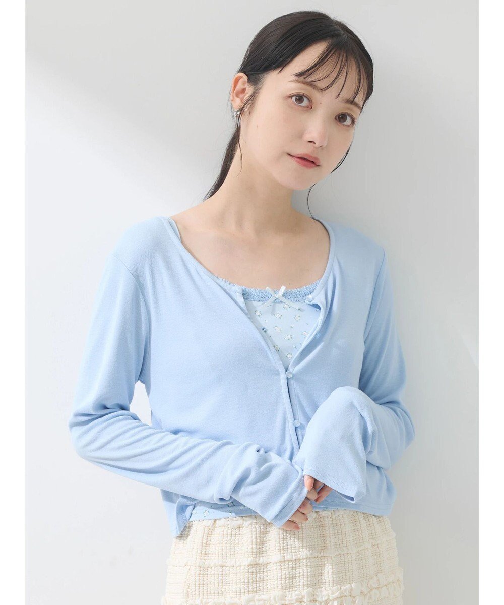 【アースミュージックアンドエコロジー/earth music&ecology】のSET2点カーディガン+フラワーキャミ インテリア・キッズ・メンズ・レディースファッション・服の通販 founy(ファニー) ファッション Fashion レディースファッション Fashion for Women トップス・カットソー Cut & Sew Tops カーディガン・羽織り Layered Style Cardigans キャミソール&ノースリーブ Camisoles & Sleeveless Tops おすすめ Recommended / Our Picks カーディガン Cardigan, Knitwear キャミソール Camisole, Spaghetti Strap Top フロント Front, Front Design ポケット Pocket, Pocket Detail リボン Ribbon, Bow ワンポイント One Point, Statement Accent 夏 Summer 春 Spring S/S・春夏 SS, Spring/Summer, Warm Season Sax|ID: prp329100004580444 ipo3291000000034249680