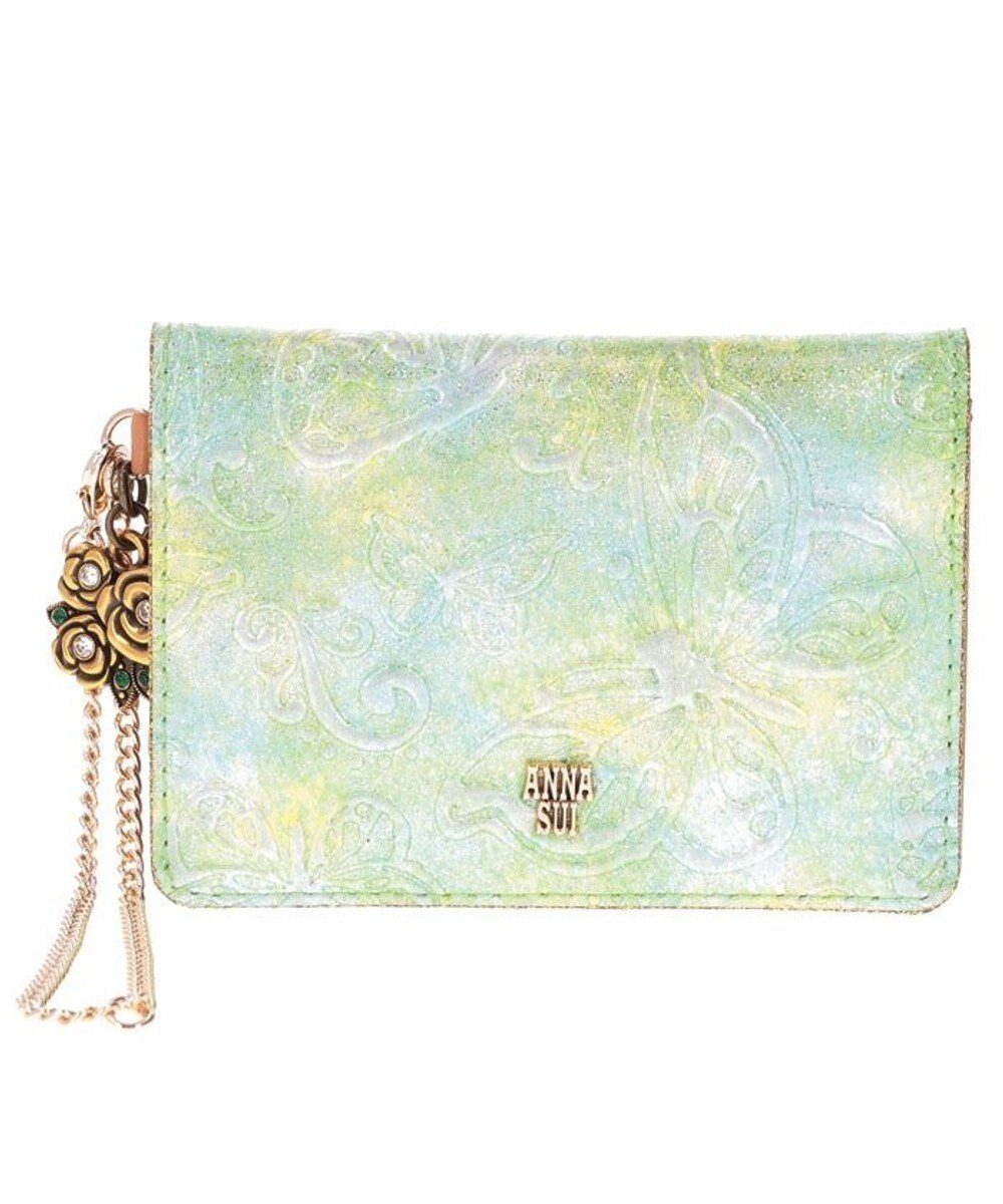 【アナスイ/ANNA SUI】のパピヨン 2面パスケース インテリア・キッズ・メンズ・レディースファッション・服の通販 founy(ファニー) 　ファッション　Fashion　レディースファッション　Ladies' Fashion Online　財布　Wallets　エナメル　Enamel　バタフライ　Butterfly　プリント　Print　ローズ　Rose　財布　Wallet　グリーン|ID: prp329100004580463 ipo3291000000032453945