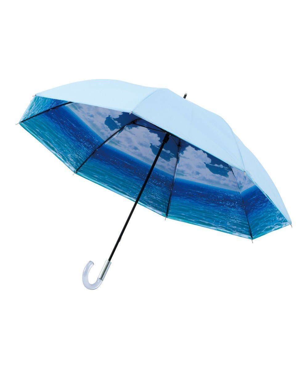 【ムーンバット/MOONBAT】の断熱パラソル 晴雨兼用 オーシャンビュー 日傘 遮熱 遮光 UV インテリア・キッズ・メンズ・レディースファッション・服の通販 founy(ファニー) 　ファッション　Fashion　レディースファッション　Ladies' Fashion Online　傘 / レイングッズ　Umbrellas/Rainwear　グラス　Glass　プリント　Print　傘　Umbrella　日傘　Parasol　軽量　Lightweight　ペールスカイ|ID: prp329100004580637 ipo3291000000032679092