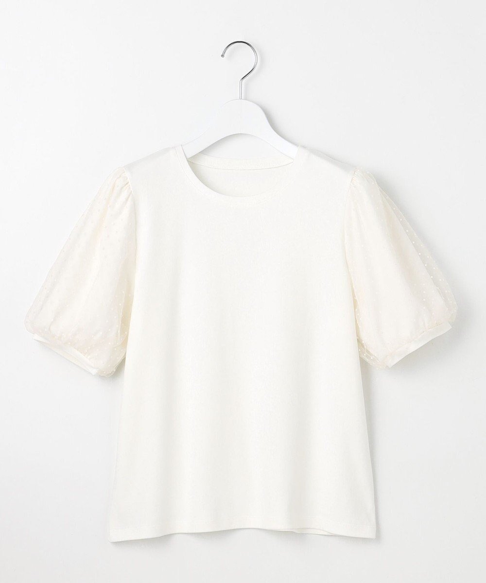 【フェルゥ/Feroux】の【先行予約・汗ジミが目立たない・洗える】チュール袖パフスリーブ Tシャツ インテリア・キッズ・メンズ・レディースファッション・服の通販 founy(ファニー) 　ファッション　Fashion　レディースファッション　Ladies' Fashion Online　トップス・カットソー　Tops/Tshirt　シャツ/ブラウス　Shirts/Blouses　ロング / Tシャツ　T-Shirts　カットソー　Cut and Sewn　NEW・新作・新着・新入荷　New Arrivals　おすすめ　Recommend　インナー　Inner　カットソー　Cut And Sew　シンプル　Simple　スリーブ　Sleeve　チュール　Tulle　トレンド　Trend　バランス　Balance　フェミニン　Feminine　エレガント 上品　Elegant　夏　Summer　春　Spring　S/S・春夏　Ss・Spring/Summer　洗える　Washable　ホワイト系|ID: prp329100004580946 ipo3291000000032457766