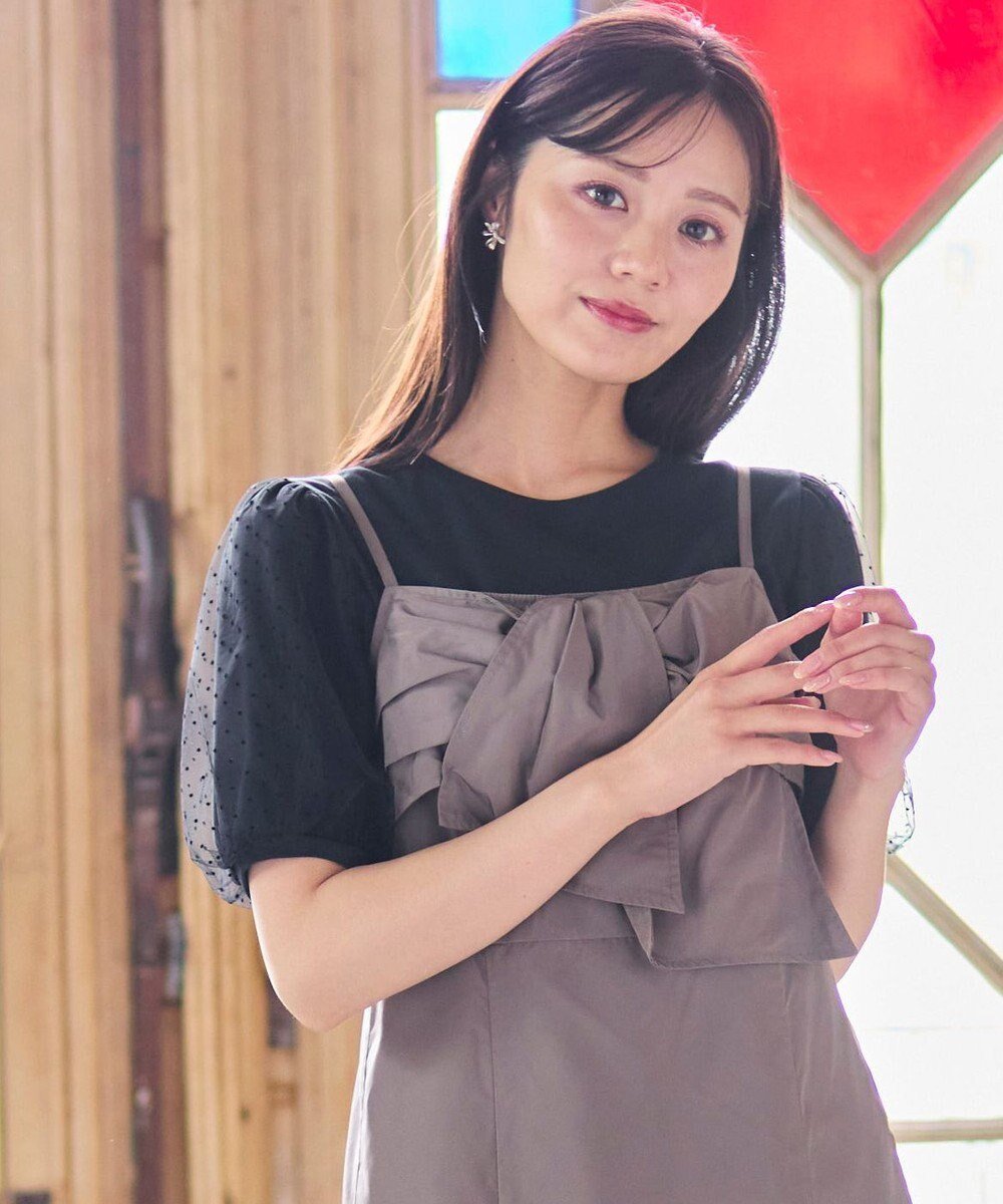 【フェルゥ/Feroux】の【先行予約・汗ジミが目立たない・洗える】チュール袖パフスリーブ Tシャツ インテリア・キッズ・メンズ・レディースファッション・服の通販 founy(ファニー) 　ファッション　Fashion　レディースファッション　Ladies' Fashion Online　トップス・カットソー　Tops/Tshirt　シャツ/ブラウス　Shirts/Blouses　ロング / Tシャツ　T-Shirts　カットソー　Cut and Sewn　NEW・新作・新着・新入荷　New Arrivals　おすすめ　Recommend　インナー　Inner　カットソー　Cut And Sew　シンプル　Simple　スリーブ　Sleeve　チュール　Tulle　トレンド　Trend　バランス　Balance　フェミニン　Feminine　エレガント 上品　Elegant　夏　Summer　春　Spring　S/S・春夏　Ss・Spring/Summer　洗える　Washable　ブラック系|ID: prp329100004580946 ipo3291000000032515667