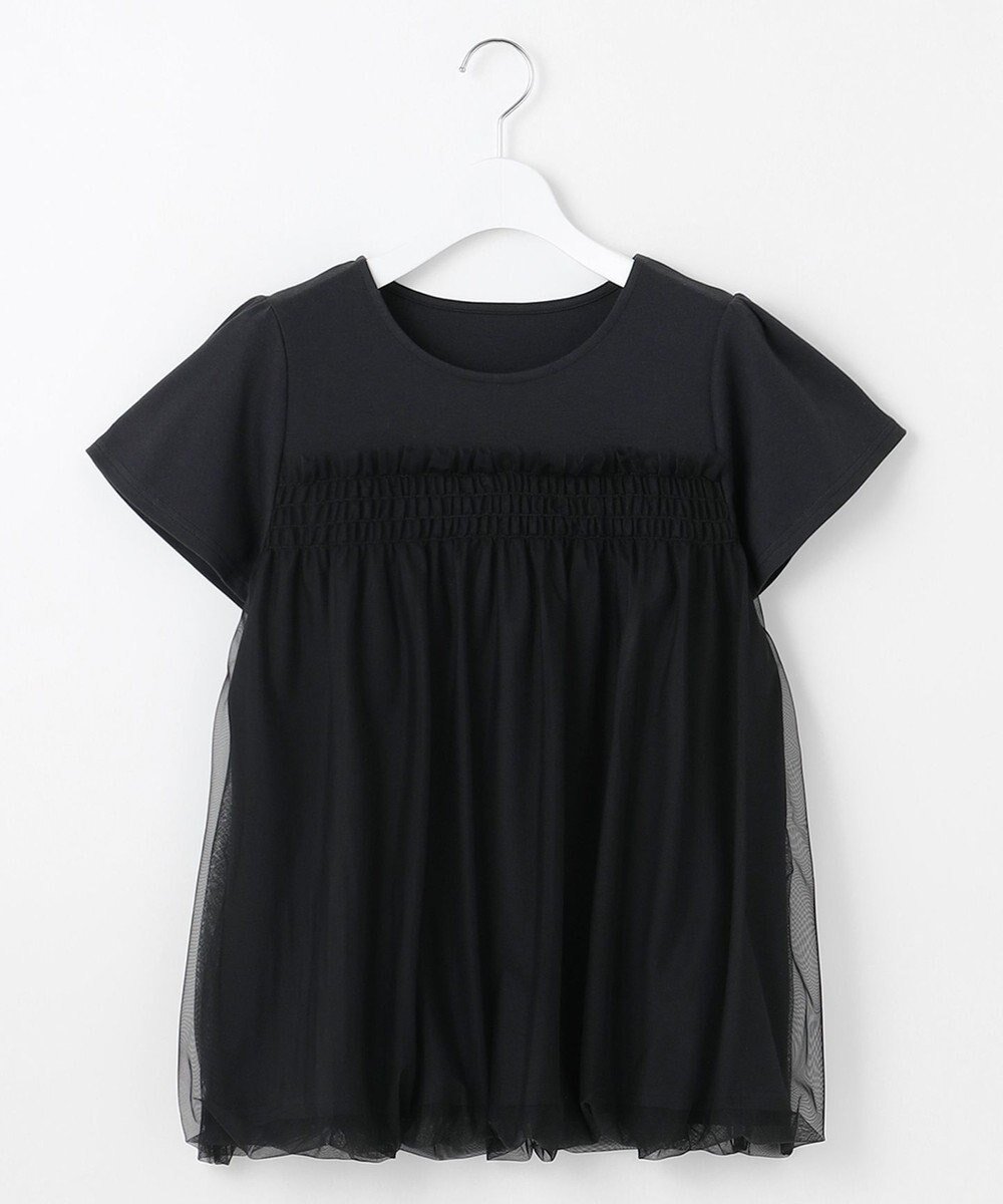 【フェルゥ/Feroux】の【汗ジミが目立たない・洗える】バルーンチュール Tシャツ インテリア・キッズ・メンズ・レディースファッション・服の通販 founy(ファニー) ファッション Fashion レディースファッション Fashion for Women トップス・カットソー Cut & Sew Tops シャツ・ブラウス・オフィスカジュアル Elegant Blouses & Button-Ups ロングTシャツ・Tシャツ Longline T-Shirts & Tees カットソー・ベーシックTシャツ Cut-and-Sewn Tops / Stretch Tees & Basics カットソー Cut and Sewn Top シンプル Simple, Minimal チュニック Tunic, Long Top チュール Tulip, Tulip Motif バルーン Balloon, Balloon Silhouette フェミニン Feminine, Girly 夏 Summer 春 Spring S/S・春夏 SS, Spring/Summer, Warm Season 洗える Machine Washable ブラック系|ID: prp329100004580960 ipo3291000000034199469