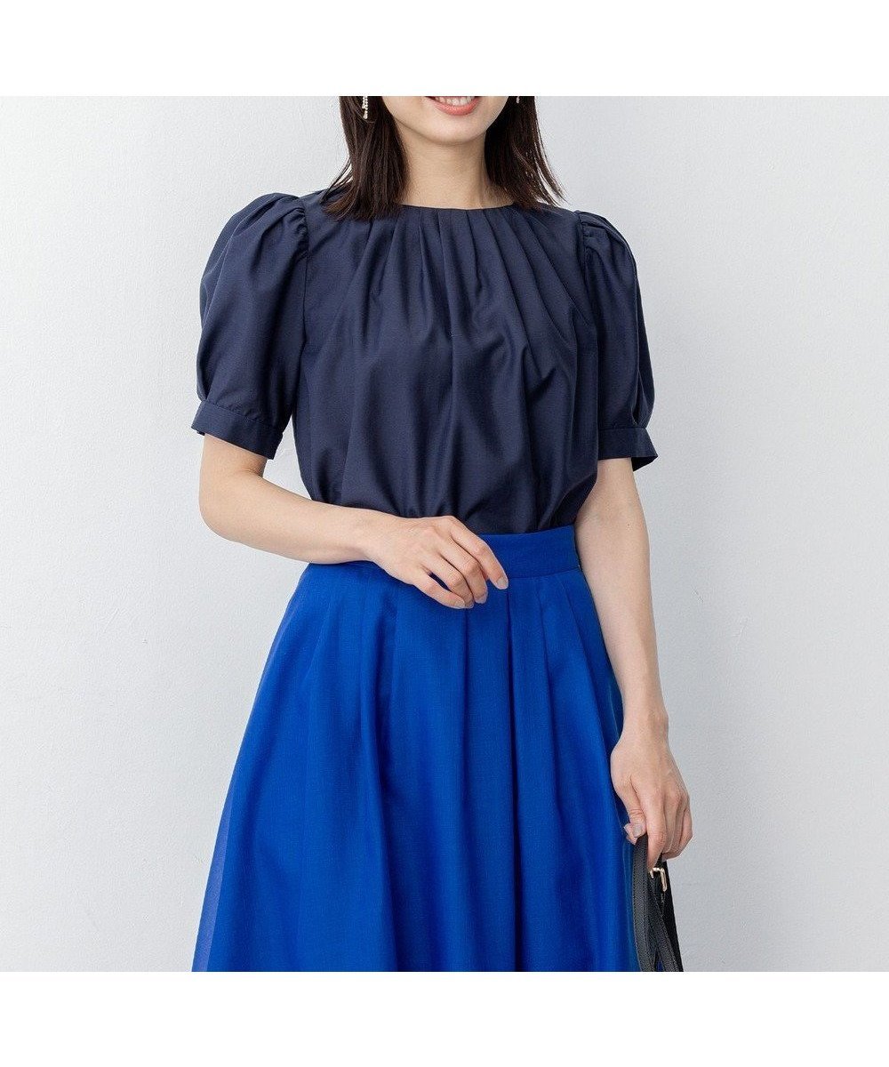 【組曲/KUMIKYOKU】のソフトローンパフスリーブ ブラウス インテリア・キッズ・メンズ・レディースファッション・服の通販 founy(ファニー) ファッション Fashion レディースファッション Fashion for Women トップス・カットソー Cut & Sew Tops シャツ・ブラウス・オフィスカジュアル Elegant Blouses & Button-Ups 春 Spring キュプラ Cupro, Eco Fabric ギャザー Gathered, Ruffled スリーブ Sleeve, Long Sleeve / Short Sleeve フェミニン Feminine, Girly S/S・春夏 SS, Spring/Summer, Warm Season 夏 Summer ネイビー系|ID: prp329100004580975 ipo3291000000033567378