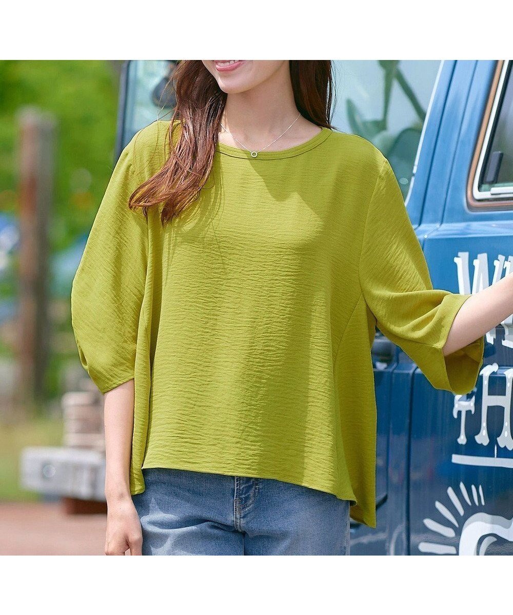【ティアクラッセ/Tiaclasse】の【洗える】麻調タックブラウス 人気、トレンドファッション・服の通販 founy(ファニー) 　ファッション　Fashion　レディースファッション　Fashion for Women　トップス・カットソー　Cut & Sew Tops　シャツ・ブラウス・オフィスカジュアル　Elegant Blouses & Button-Ups　アクセサリー　Fashion Accessories　イエロー　Yellow　ウォッシャブル　Machine Washable　春　Spring　洗える　Machine Washable　カーディガン　Cardigan, Knitwear　切替　Switching, Contrast Panel　シンプル　Simple, Minimal　チュニック　Tunic, Long Top　フェミニン　Feminine, Girly　ボトム　Bottoms, Lower Wear　半袖　Short Sleeve, Half Sleeve　ラウンド　Round, Round Neck　S/S・春夏　SS, Spring/Summer, Warm Season　再入荷　Restock / Back in Stock　夏　Summer　エレガント 上品　Elegant　新作・新入荷　New Arrivals / New In　 other-1|ID: prp329100004580979 ipo3291000000032457941