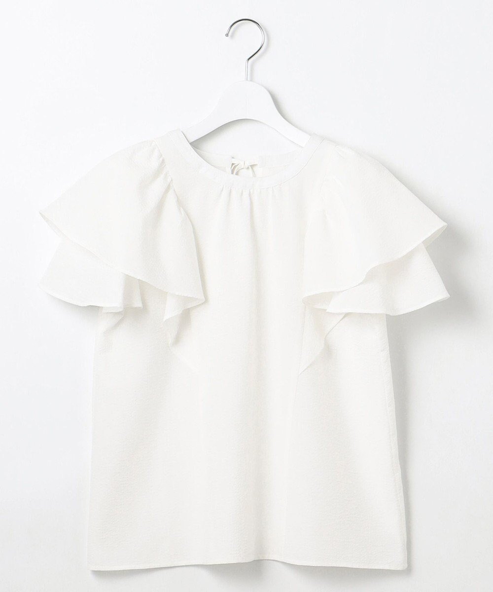 【フェルゥ/Feroux】の【洗える】袖フリルブラウス インテリア・キッズ・メンズ・レディースファッション・服の通販 founy(ファニー) ファッション Fashion レディースファッション Fashion for Women トップス・カットソー Cut & Sew Tops シャツ・ブラウス・オフィスカジュアル Elegant Blouses & Button-Ups アクセサリー Fashion Accessories 春 Spring 洗える Machine Washable ギャザー Gathered, Ruffled サッカー Seersucker, Summer Fabric ジャケット Jacket, Outerwear スリット Slit, Slit Detail スリーブ Sleeve, Long Sleeve / Short Sleeve チェック Check, Plaid, Tartan バランス Balance, Style Balance フリル Frill, Ruffle ラウンド Round, Round Neck リボン Ribbon, Bow S/S・春夏 SS, Spring/Summer, Warm Season 夏 Summer エレガント 上品 Elegant ビジネス 仕事 通勤 Business / Work / Commuting ホワイト系|ID: prp329100004580984 ipo3291000000034199564