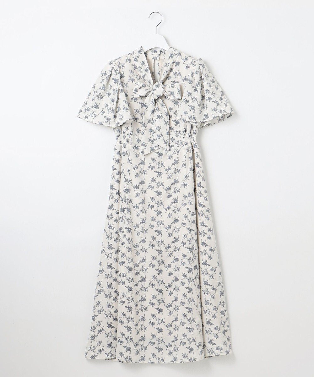 【フェルゥ/Feroux】の【洗える】フラワープリント クラシカル ワンピース インテリア・キッズ・メンズ・レディースファッション・服の通販 founy(ファニー) ファッション Fashion レディースファッション Fashion for Women ワンピース Dresses カーディガン Cardigan, Knitwear クラシカル Classical, Vintage-Inspired シャーリング Shirring, Ruched バランス Balance, Style Balance フィット Fit, Slim Fit フェミニン Feminine, Girly フラワー Flower, Floral フレア Flare, Flared プリント Print, Printed Pattern リボン Ribbon, Bow エレガント 上品 Elegant 夏 Summer 春 Spring S/S・春夏 SS, Spring/Summer, Warm Season 洗える Machine Washable A/W・秋冬 Autumn/Winter スカイブルー系1|ID: prp329100004580990 ipo3291000000034199572