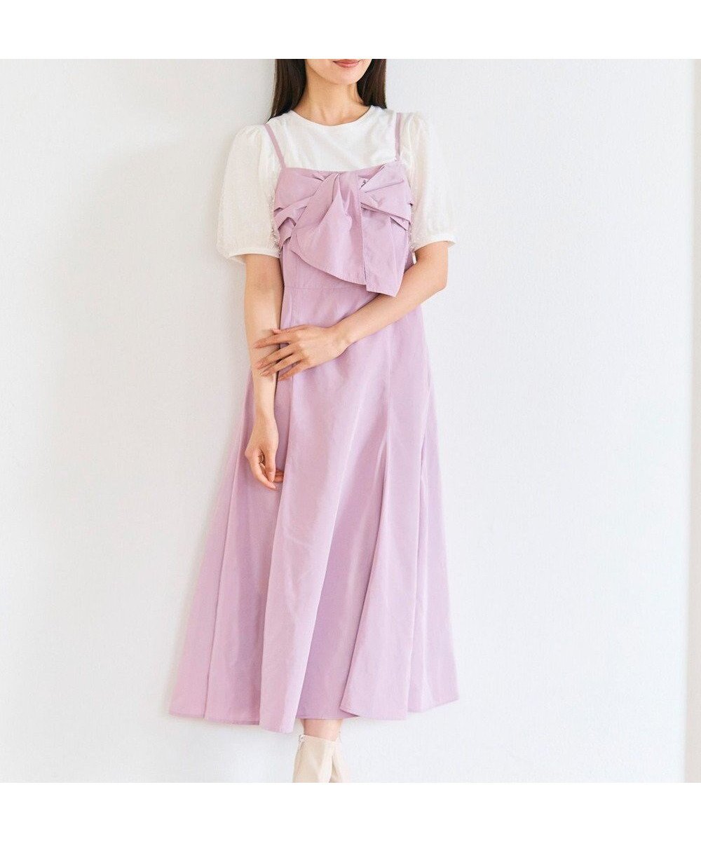 【フェルゥ/Feroux】の【洗える】リボン キャミドレス インテリア・キッズ・メンズ・レディースファッション・服の通販 founy(ファニー) 　ファッション　Fashion　レディースファッション　Fashion for Women　ワンピース　Dresses　フォーマル・パーティードレス・結婚式用ドレス　Elegant & Casual Dresses　アシンメトリー　Asymmetrical Style　インナー　Innerwear　カーディガン　Cardigan, Knitwear　キャミソール　Camisole, Spaghetti Strap Top　タフタ　Taffeta, Structured Fabric　ドレス　Dress, One-Piece　フェミニン　Feminine, Girly　フラット　Flat, Flat Shoes　マーメイド　Mermaid, Fishtail Silhouette　モチーフ　Motif, Design Theme　リボン　Ribbon, Bow　夏　Summer　春　Spring　S/S・春夏　SS, Spring/Summer, Warm Season　洗える　Machine Washable　無地　Plain, Solid Color　ピンク系|ID: prp329100004580995 ipo3291000000033435263