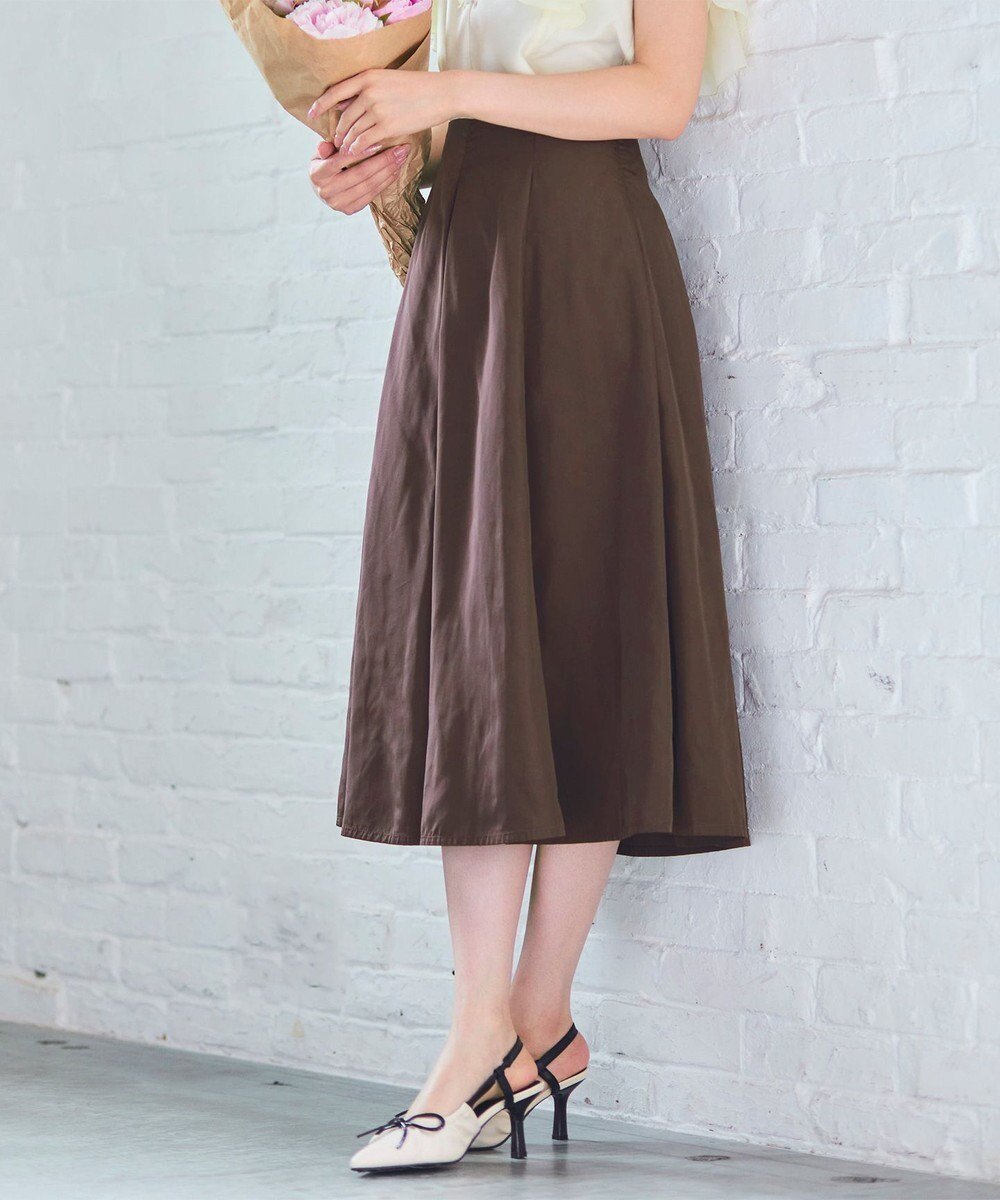 【フェルゥ/Feroux】の【洗える】タフタフレア スカート インテリア・キッズ・メンズ・レディースファッション・服の通販 founy(ファニー) 　ファッション　Fashion　レディースファッション　Fashion for Women　スカート　Skirts　Aライン・フレアスカート　A-Line & Flared Skirts　おすすめ　Recommended / Our Picks　タフタ　Taffeta, Structured Fabric　フレア　Flare, Flared　ローズ　Rose, Rose Motif　夏　Summer　春　Spring　S/S・春夏　SS, Spring/Summer, Warm Season　洗える　Machine Washable　ダークブラウン系|ID: prp329100004581006 ipo3291000000034199626