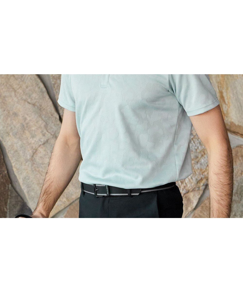 【ゼロハリバートン/ZERO HALLIBURTON / MEN】のエレガントカモ柄ジャガードポロシャツ ZHG-M5S8a 82956 インテリア・キッズ・メンズ・レディースファッション・服の通販 founy(ファニー) 　ファッション　Fashion　メンズファッション　Fashion for Men　トップス・カットソー　Cut & Sew Tops　メンズシャツ　Shirts　ポロシャツ / きれいめカジュアルスタイル　Polo Shirts　アウトドア　Outdoor Clothing　春　Spring　ジャカード／ジャガード　Jacquard, Woven Pattern　スポーツ　Sports, Activewear　ポロシャツ　Polo Shirt, Collared Tee　メタル　Metal, Metal Parts　ランニング　Running, Running Wear, Activewear, Jogging　ワーク　Workwear, Utility Style　S/S・春夏　SS, Spring/Summer, Warm Season　再入荷　Restock / Back in Stock　夏　Summer　エレガント 上品　Elegant　ゴルフ　Golf　ライトブルー|ID: prp329100004581799 ipo3291000000034605709