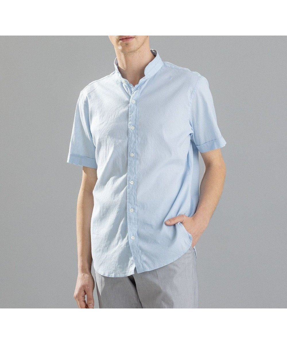 【ジョゼフ オム/JOSEPH HOMME / MEN】のリネンストレッチブロード ウィングカラー半袖シャツ インテリア・キッズ・メンズ・レディースファッション・服の通販 founy(ファニー) 　ファッション　Fashion　メンズファッション　Men's Style Online　トップス・カットソー　Tops/Tshirt/Men　シャツ　Shirts　インナー　Inner　シェイプ　Shape　シンプル　Simple　ジャケット　Jacket　ストレッチ　Stretch　リネン　Linen　エレガント 上品　Elegant　半袖　Short Sleeve　夏　Summer　春　Spring　S/S・春夏　Ss・Spring/Summer　スカイブルー系|ID: prp329100004581808 ipo3291000000032537234