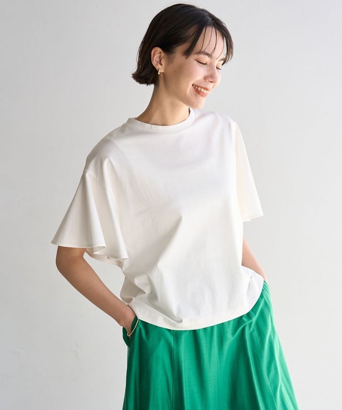 【アンフィーロ 自由区/UNFILO】の【UVカット/接触冷感】フレアスリーブ Tシャツ インテリア・キッズ・メンズ・レディースファッション・服の通販 founy(ファニー) https://founy.com/ ファッション Fashion レディースファッション Fashion for Women トップス・カットソー Cut & Sew Tops シャツ・ブラウス・オフィスカジュアル Elegant Blouses & Button-Ups ロングTシャツ・Tシャツ Longline T-Shirts & Tees カットソー・ベーシックTシャツ Cut-and-Sewn Tops / Stretch Tees & Basics 春 Spring カットソー Cut and Sewn Top クロップド Cropped, Short Length ストレッチ Stretch, Stretchy Fabric スリーブ Sleeve, Long Sleeve / Short Sleeve フレア Flare, Flared S/S・春夏 SS, Spring/Summer, Warm Season おすすめ Recommended / Our Picks 夏 Summer |ID: prp329100004581834 ipo3291000000032465778