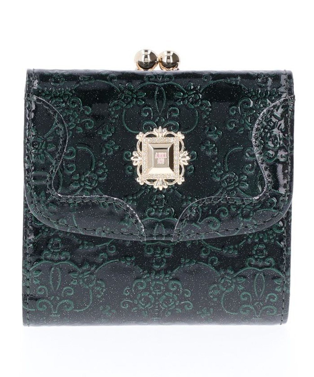 【アナスイ/ANNA SUI】のルーミー 口金二つ折り財布 インテリア・キッズ・メンズ・レディースファッション・服の通販 founy(ファニー) 　ファッション　Fashion　レディースファッション　Ladies' Fashion Online　財布　Wallets　エナメル　Enamel　ストーン　Stone　ブローチ　Brooch　定番　Standard　財布　Wallet　グリーン|ID: prp329100004581855 ipo3291000000032663220